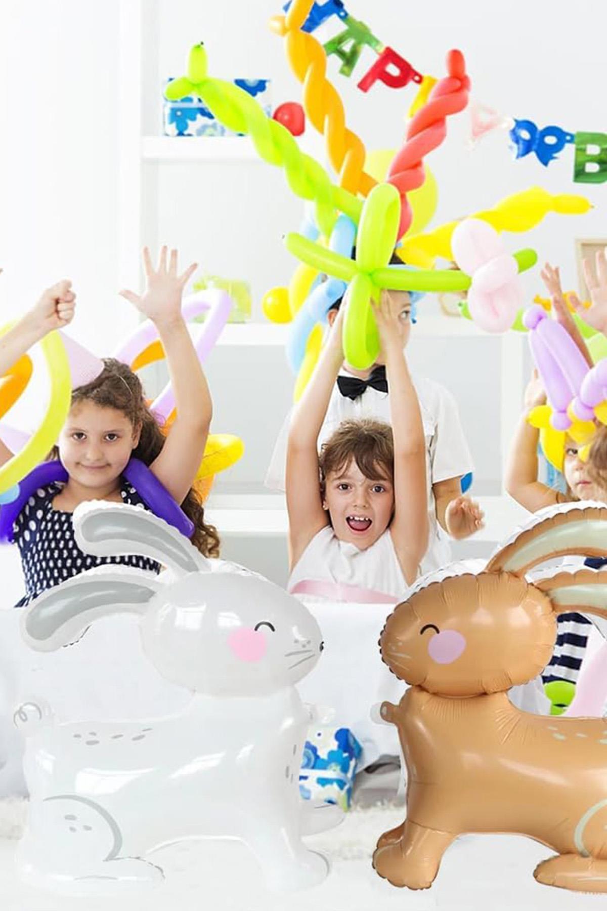 Sarımsı Kahverengi 3D Büyük Boy Tavşan Folyo Balon