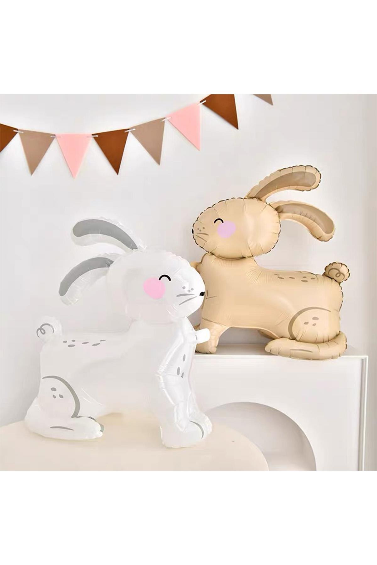 Sarımsı Kahverengi 3D Büyük Boy Tavşan Folyo Balon