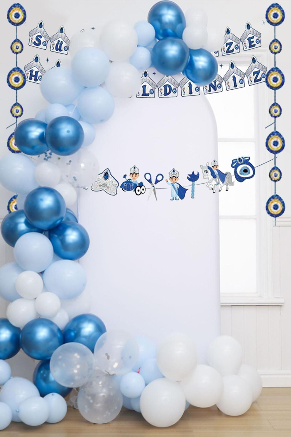 Sünnet Kutlama Seti 3Lü Banner ve Balon Zincir Set