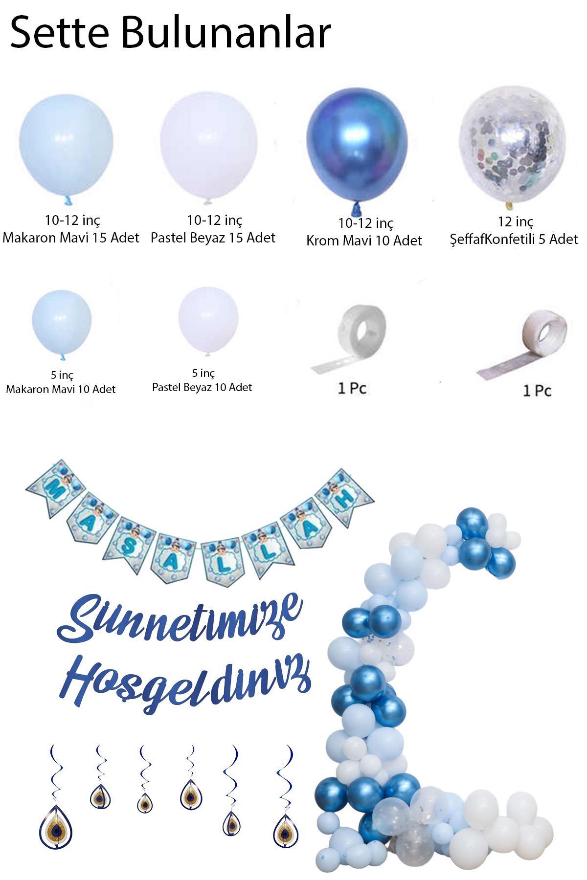 Sünnetimize Hoşgeldiniz  Banner, Maşallah Banner, Nazar Boncuğu Tavan Süs ve  Balon Zincir Set