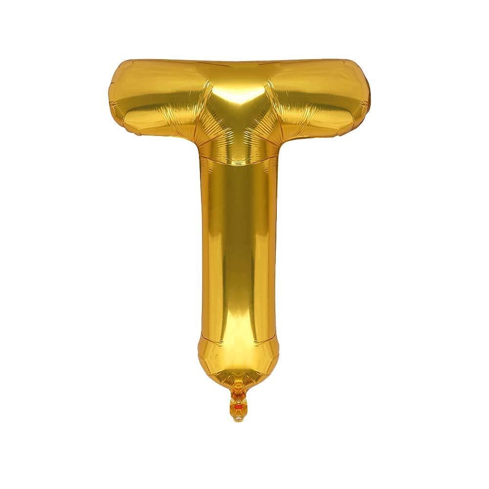 T Harf Gold Folyo Balon 32-34 Inc 82 cm