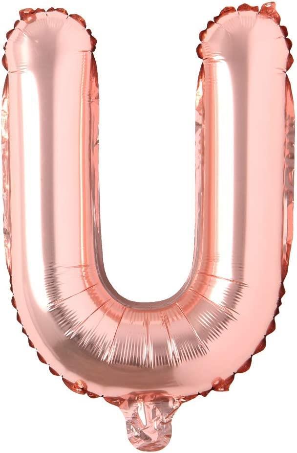 U Harf Rose Gold Folyo Balon16 İnç 36 cm