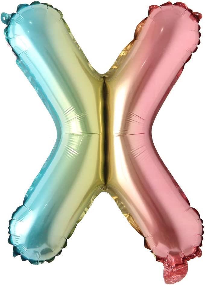 X Harf Gökkuşağı Folyo Balon16 İnç 36 cm