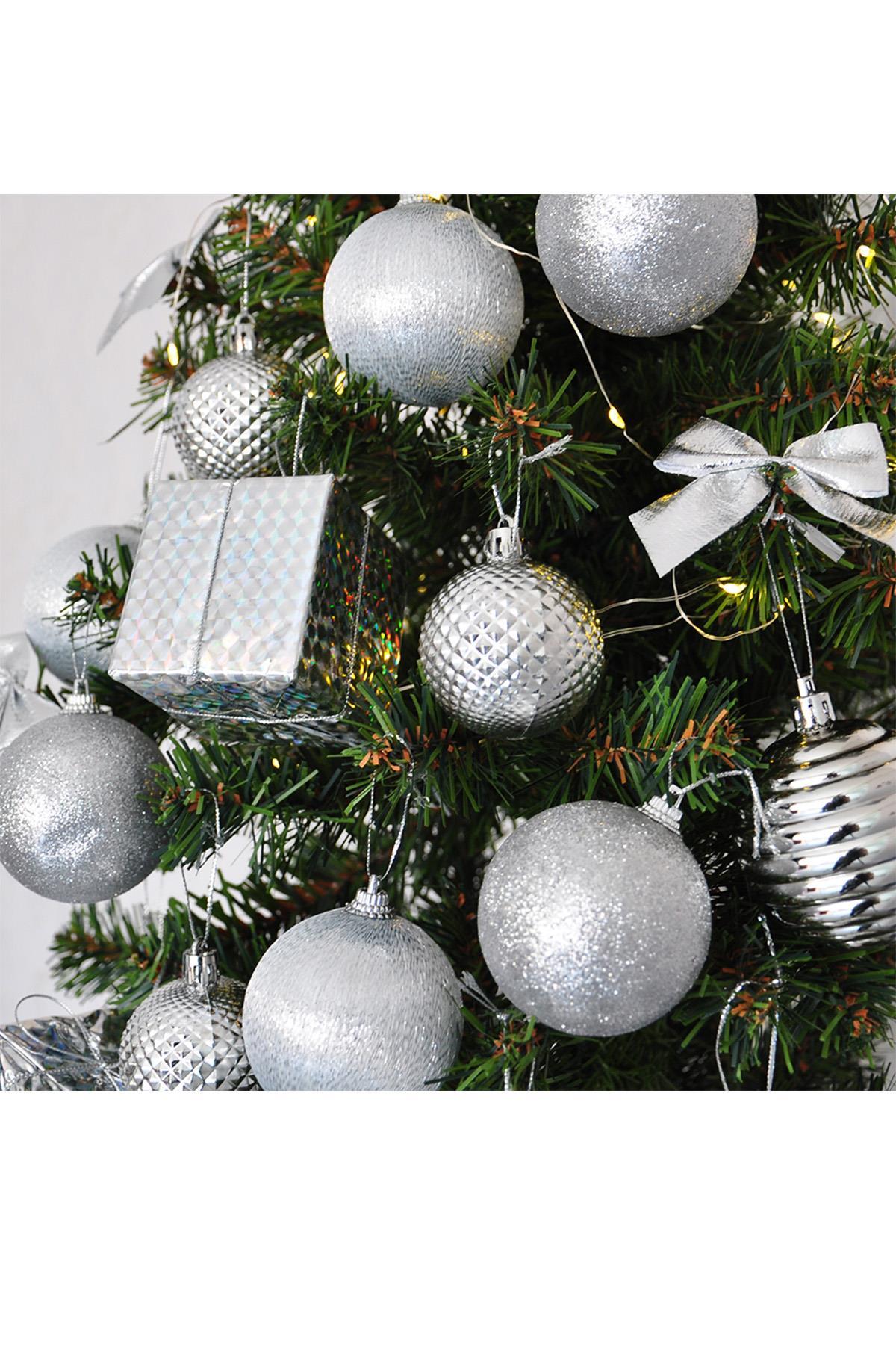 Yılbaşı Çam Ağacı Süsü 30 Parça Lüks Gümüş Noel Süsü 
