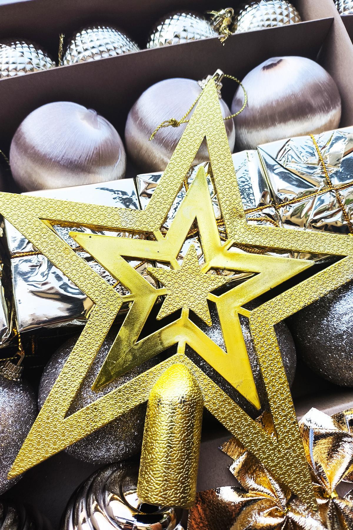 Yılbaşı Çam Ağacı Süsü 30 Parça Lüks Gold Noel Süsü 