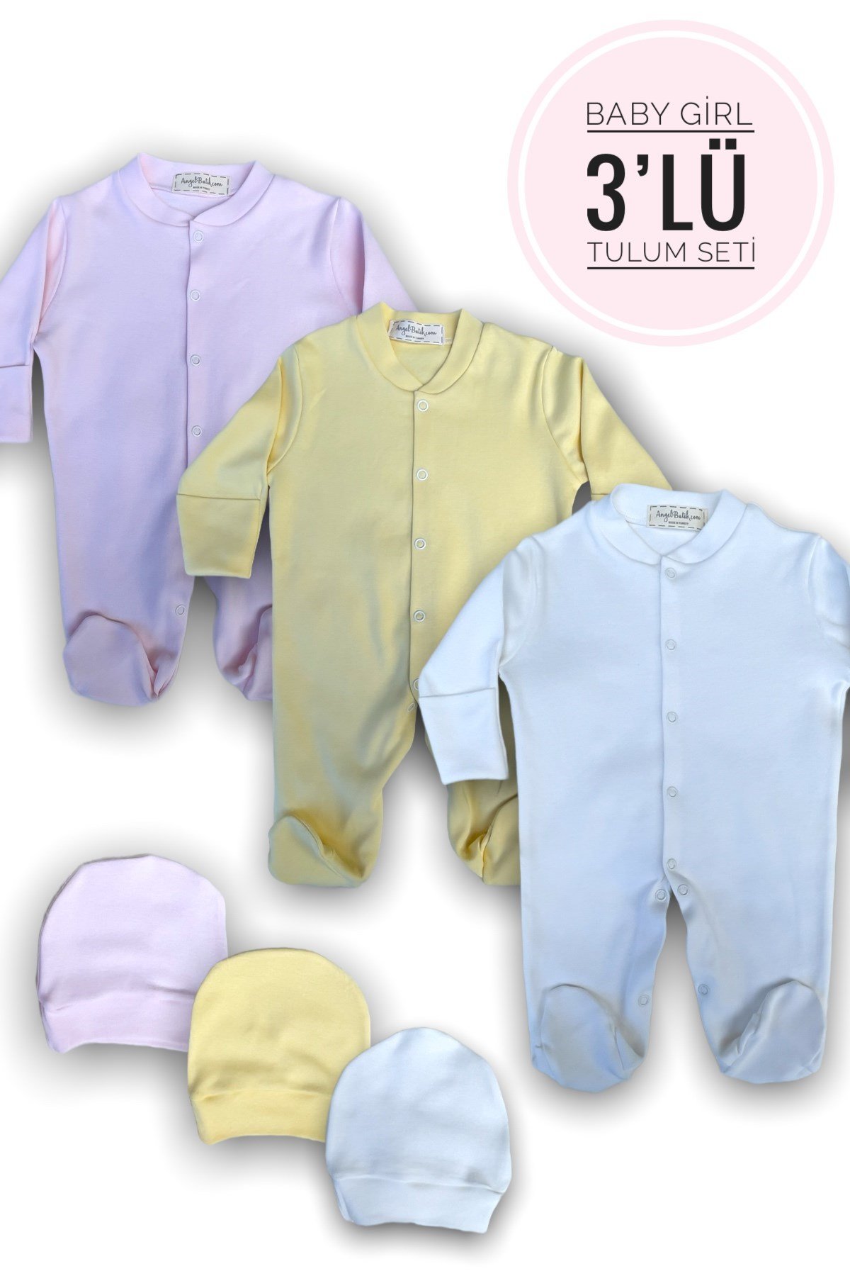 Bebek Tulum Seti 3'lü %100 Pamuklu