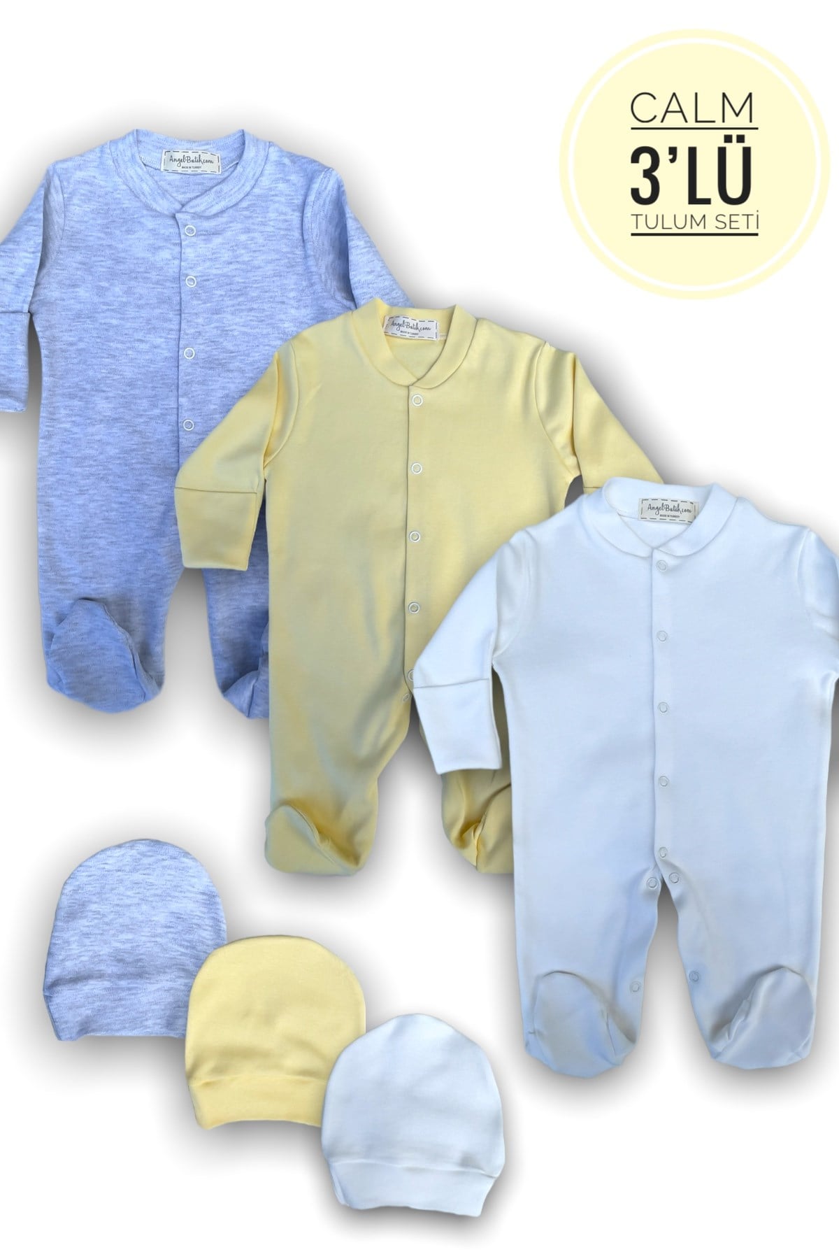 Bebek Tulum Seti 3'lü %100 Pamuklu