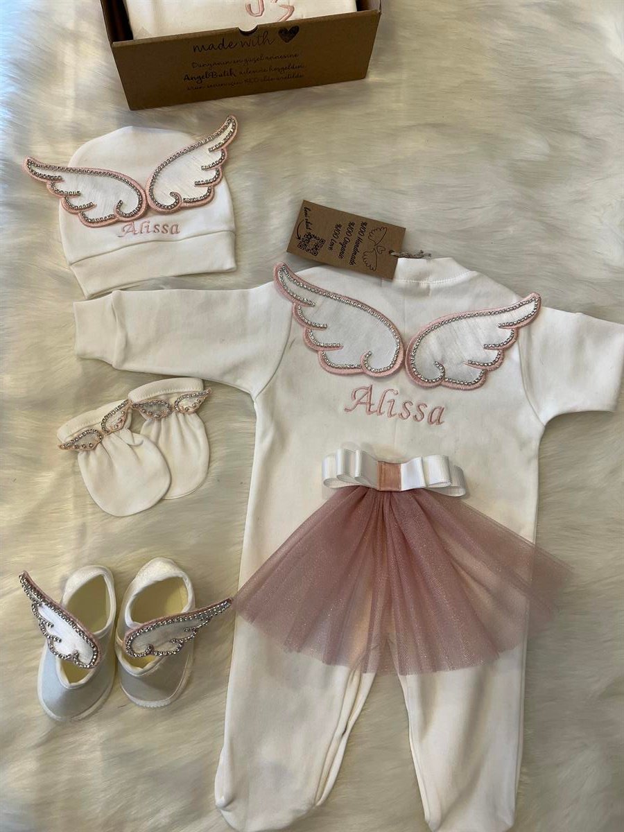 Glam Ariel Nakışlı Melek Kanatlı Tulum Seti