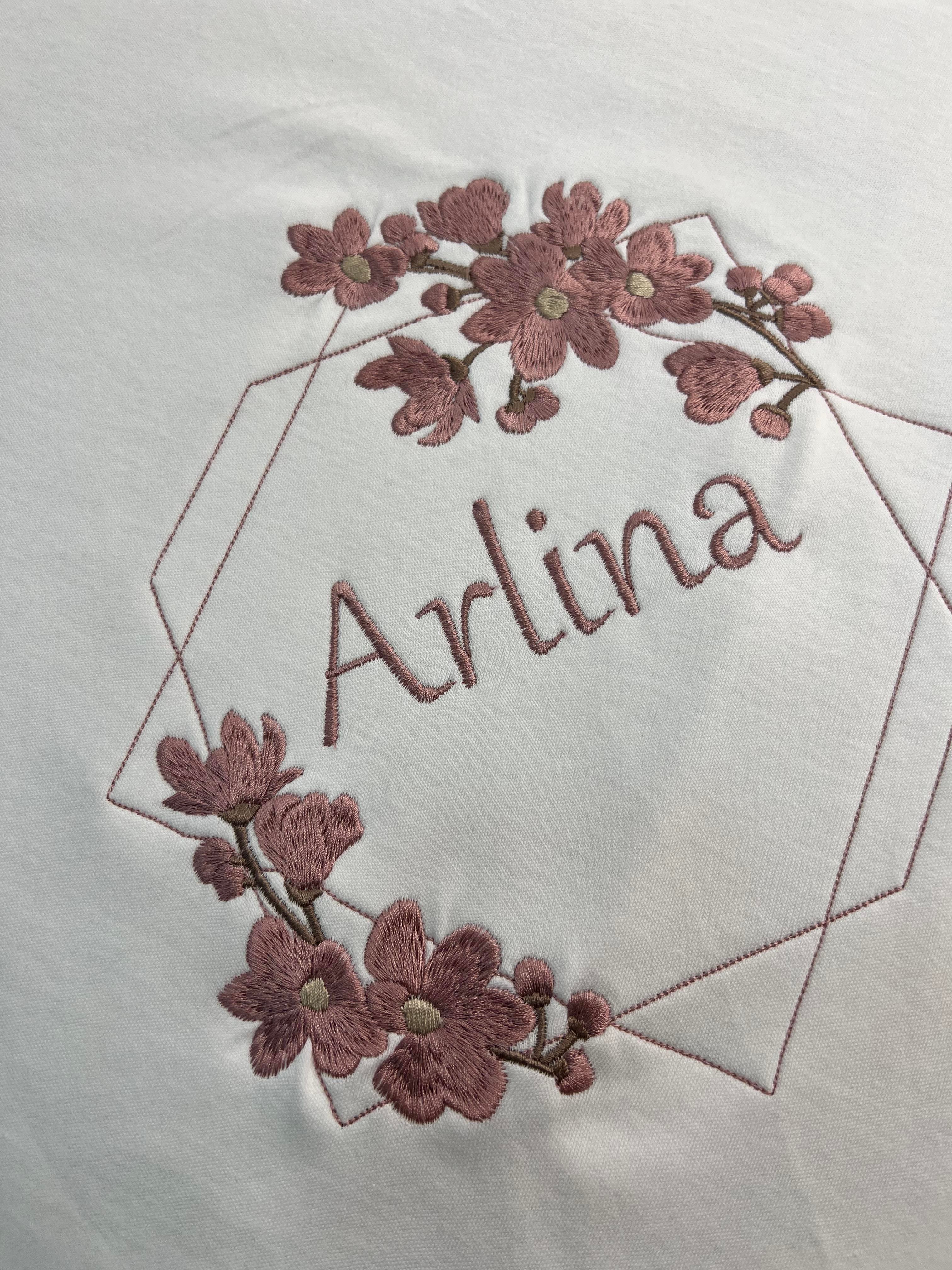 Sakura Kiraz Çiçeği Nakışlı Hastane Çıkış Seti