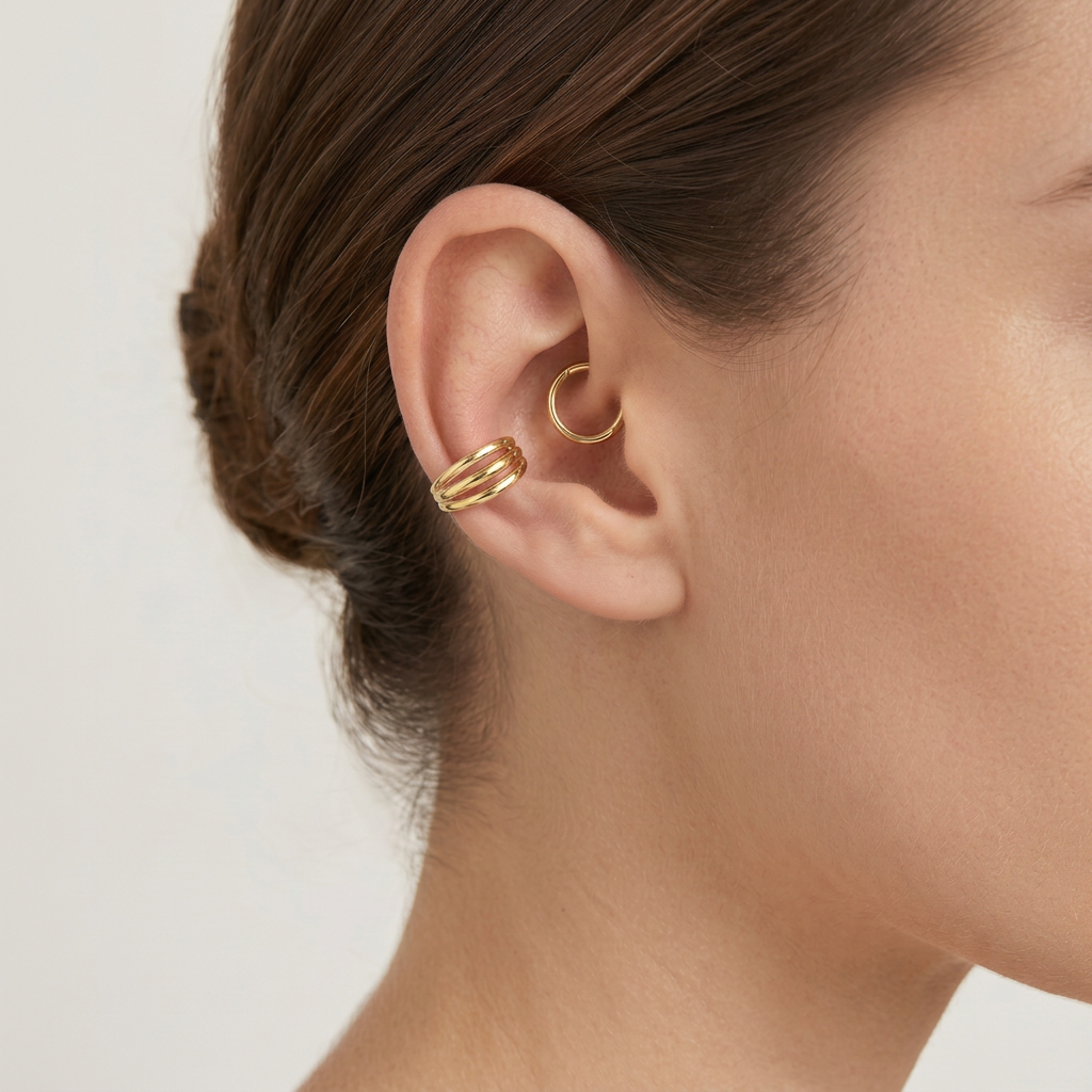 14 Ayar Altın Halka Kıkırdak Piercing Küpe