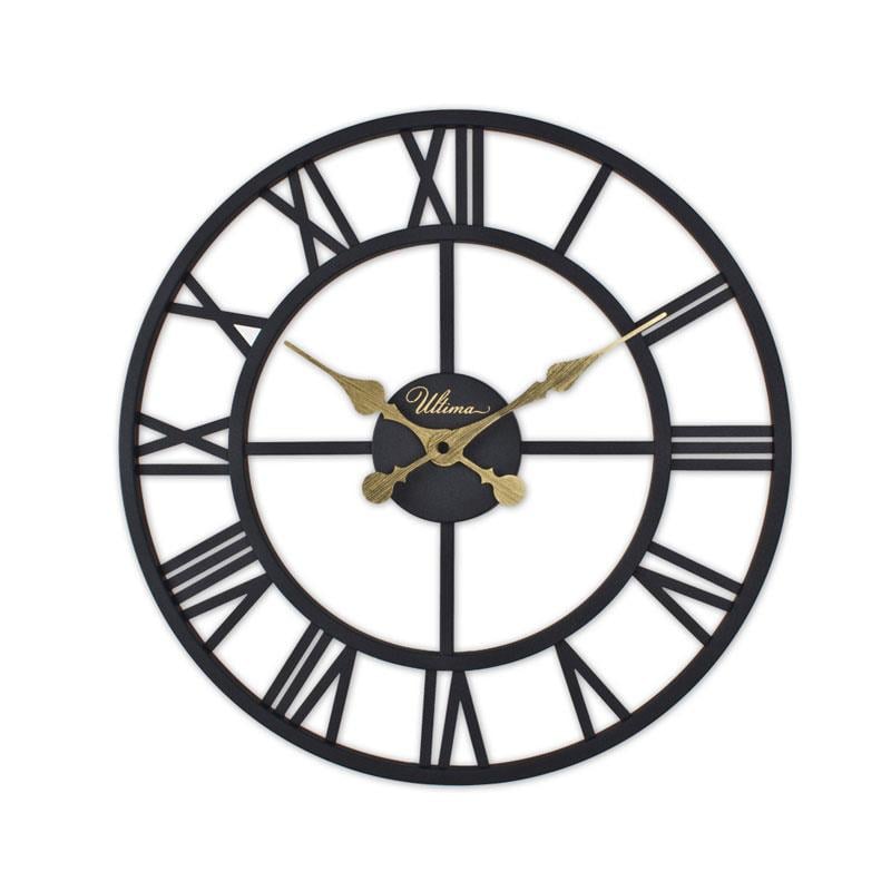 2654 B Ferforje 41 cm İskelet Duvar Saati, siyah metal Roma rakamları ve gold detaylı akrep yelkovan görseli