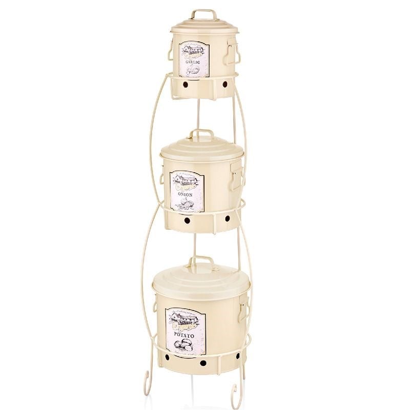 3lü Patates Soğan Sarımsak Kovası Krem