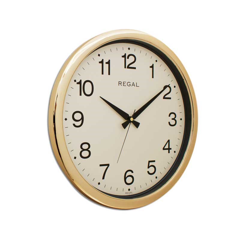 9104 GI Gold Metalize Yuvarlak Duvar Saati - Regal Saat