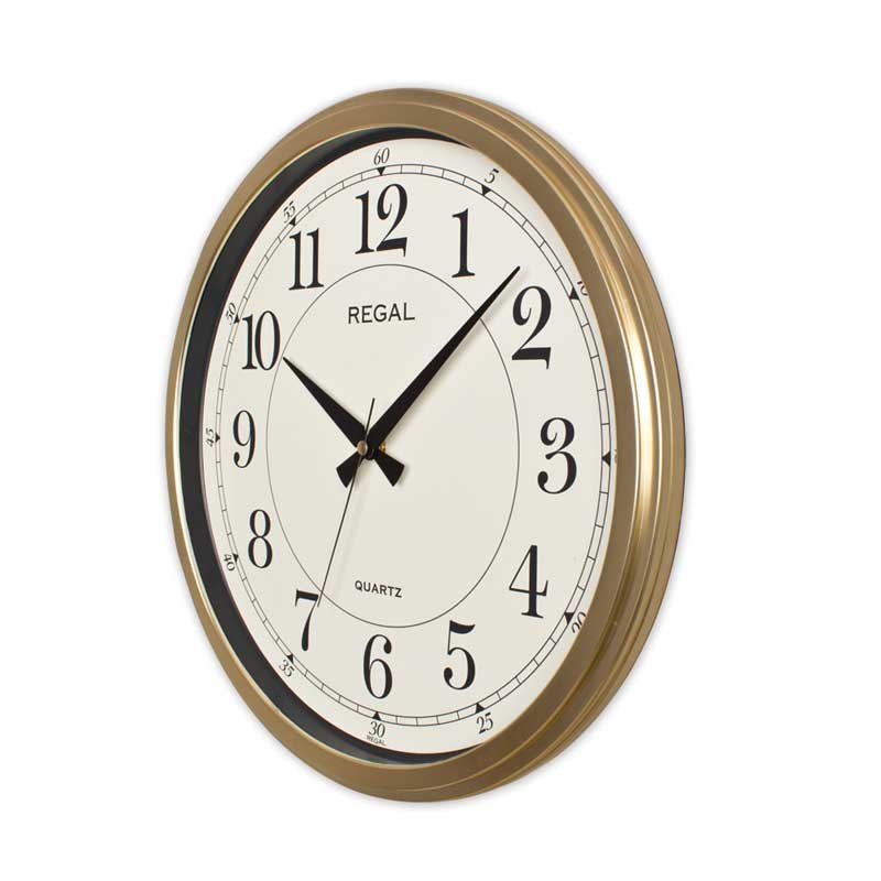 9105 G2 Mat Gold Yuvarlak Duvar Saati - Regal Saat