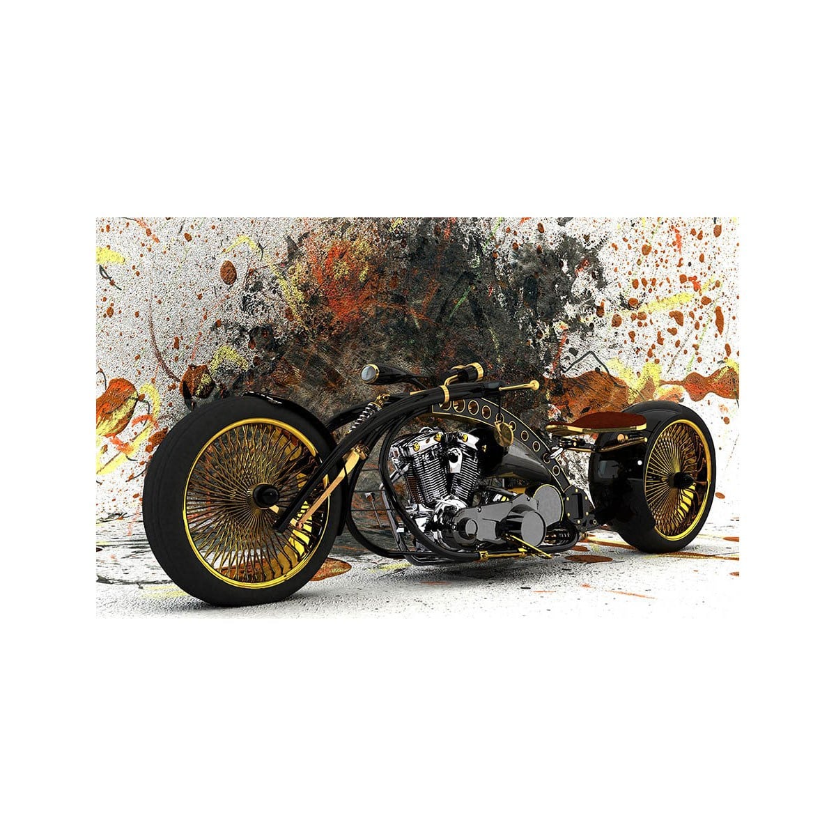 Dinamik boya sıçramalarıyla modern genç odalarına enerji katan özel chopper motosiklet dokulu tablo ct-065 Çamlıca Home