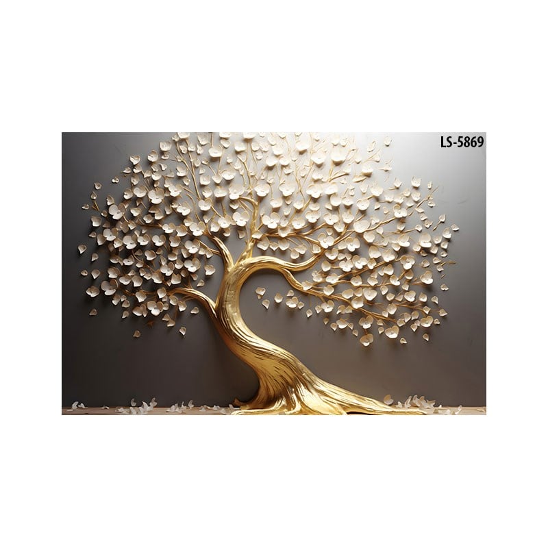 Altın detaylı hayat ağacı tablo ls-5869 modern salon dekoru