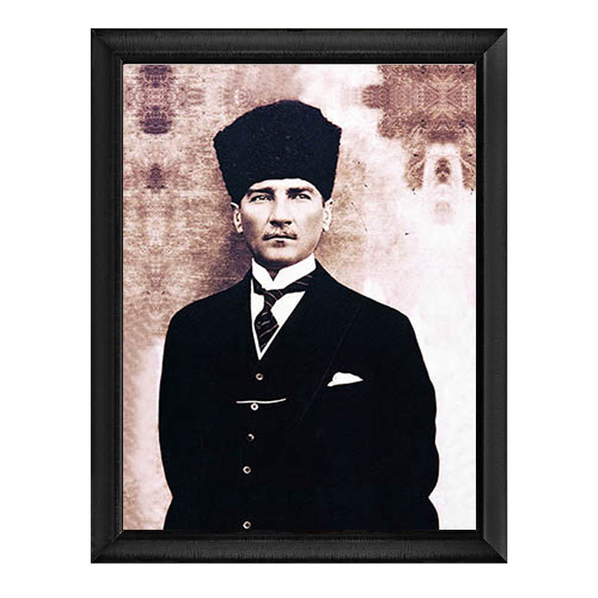 Çağdaş holding büroları ve modern mimarlık ofisleri için minimalist düz siyah konturlu yüksek çözünürlüklü Atatürk duvar fotoğrafı
