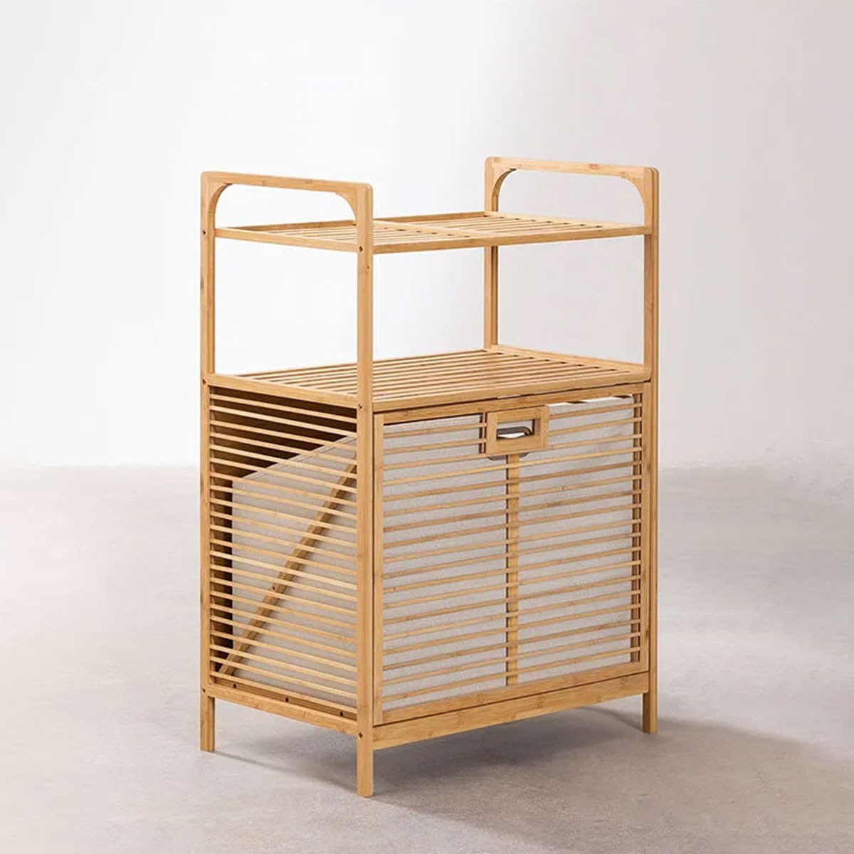 Bambu 2 Raflı Devrilir Kapaklı Çamaşır Dolabı 40x70x95 cm - Panalı