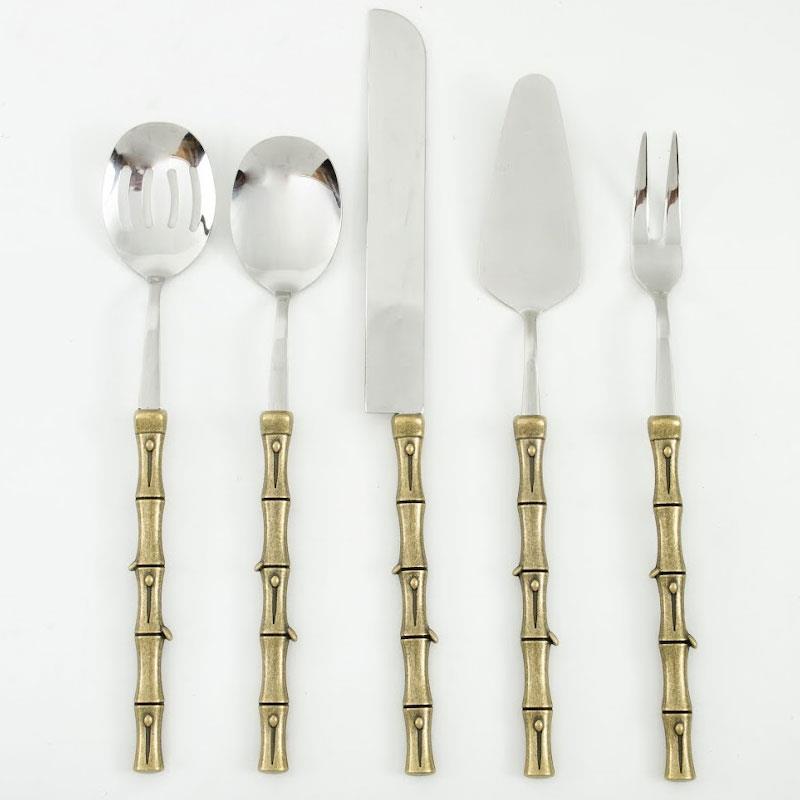 Bambu 5 Parça Servis Seti Antik - modern-mutfak-gereçleri-pasta-sunumu-antik-bambu
