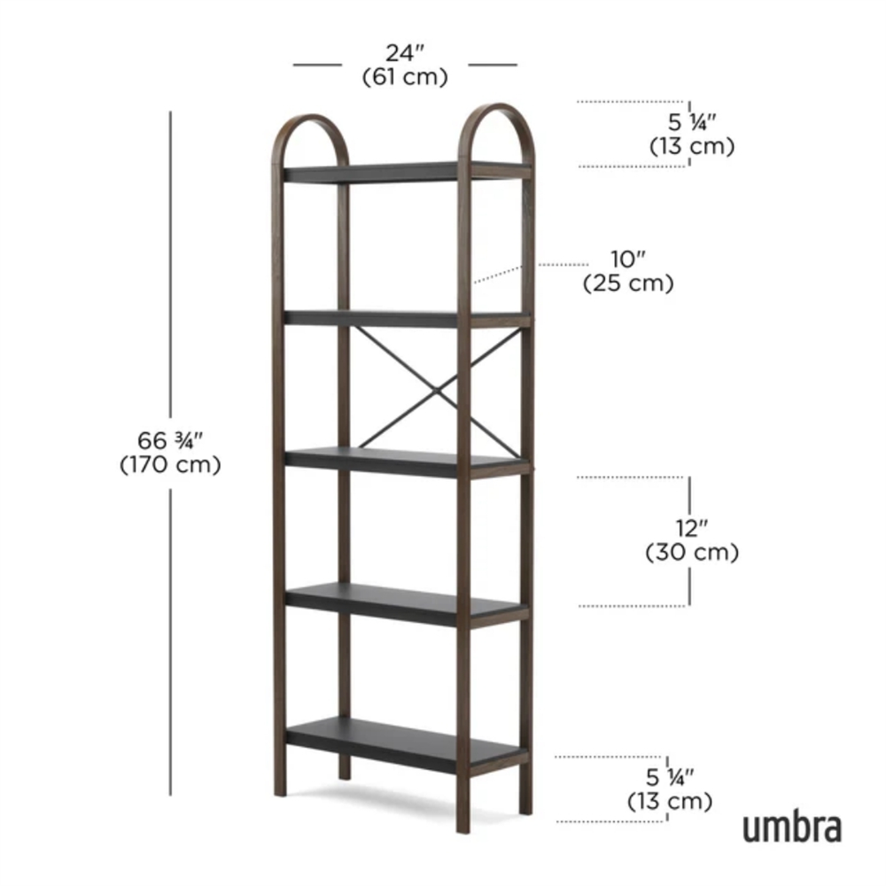 Bellwood 5 Katlı Raf Elbise Askılığı Siyah/Ceviz Renk 170x61 cm - Umbra