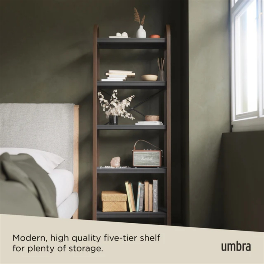 Bellwood 5 Katlı Raf Elbise Askılığı Siyah/Ceviz Renk 170x61 cm - Umbra