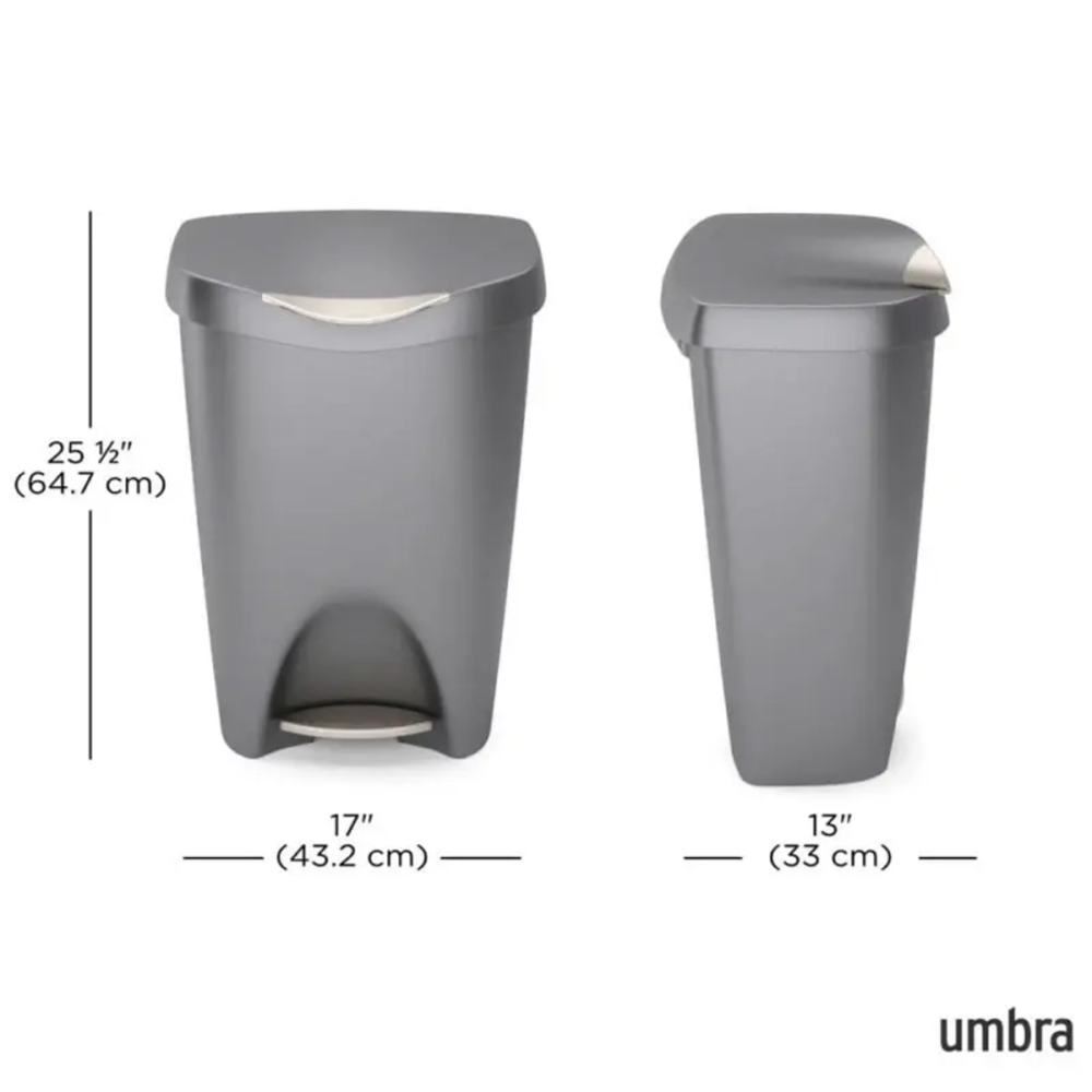 Brım Step Çöp Kovası Gri/Nikel Mat Kenarlı 50 Lt - Umbra