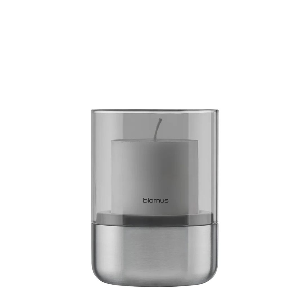 CALMA Mumluk S Mat Paslanmaz Çelik, Füme Cam 14x10 cm - Blomus