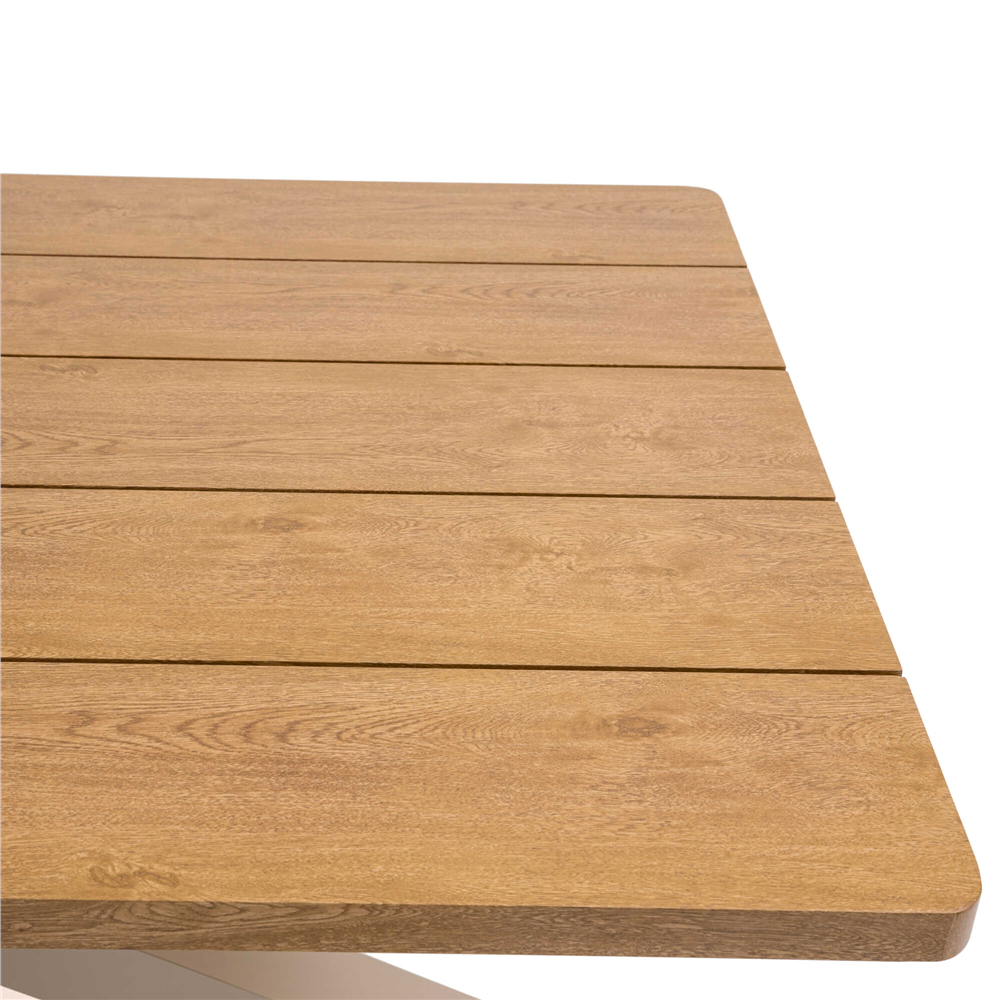 CROSS Alüminyum Bahçe Yemek Masası Doğal Meşe Görünümlü 220 cm  - Vivarel