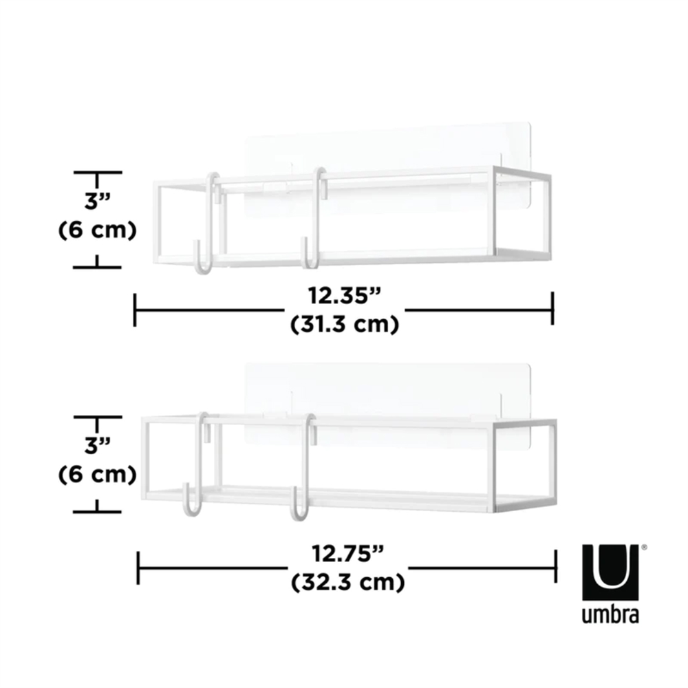 Cubıko 2'Li Beyaz Yapışkanlı Şampuanlık - Umbra