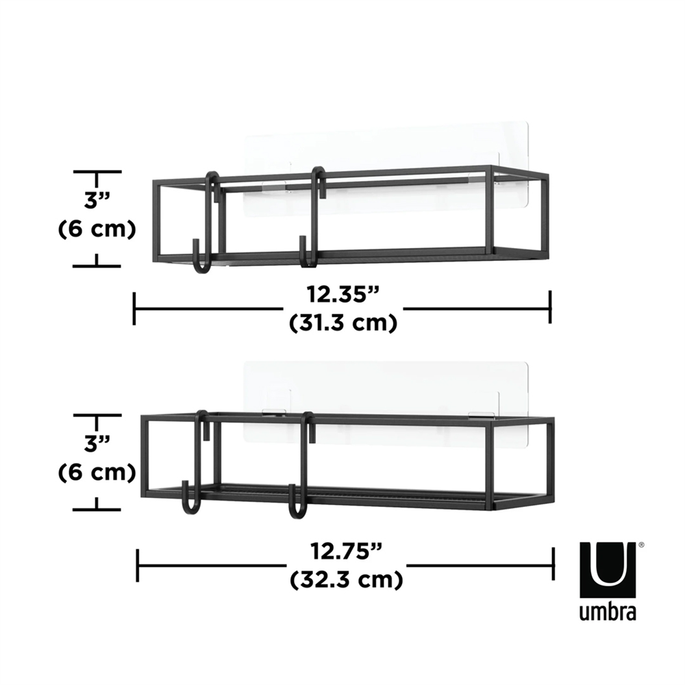 Cubiko 2'li Siyah Yapışkanlı Duş Rafı - Umbra