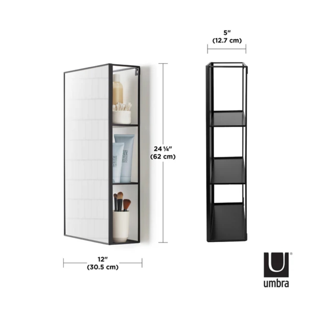 Cubiko Duvar Ve Depolama Aynası Siyah Renk 62x30,5 cm - Umbra