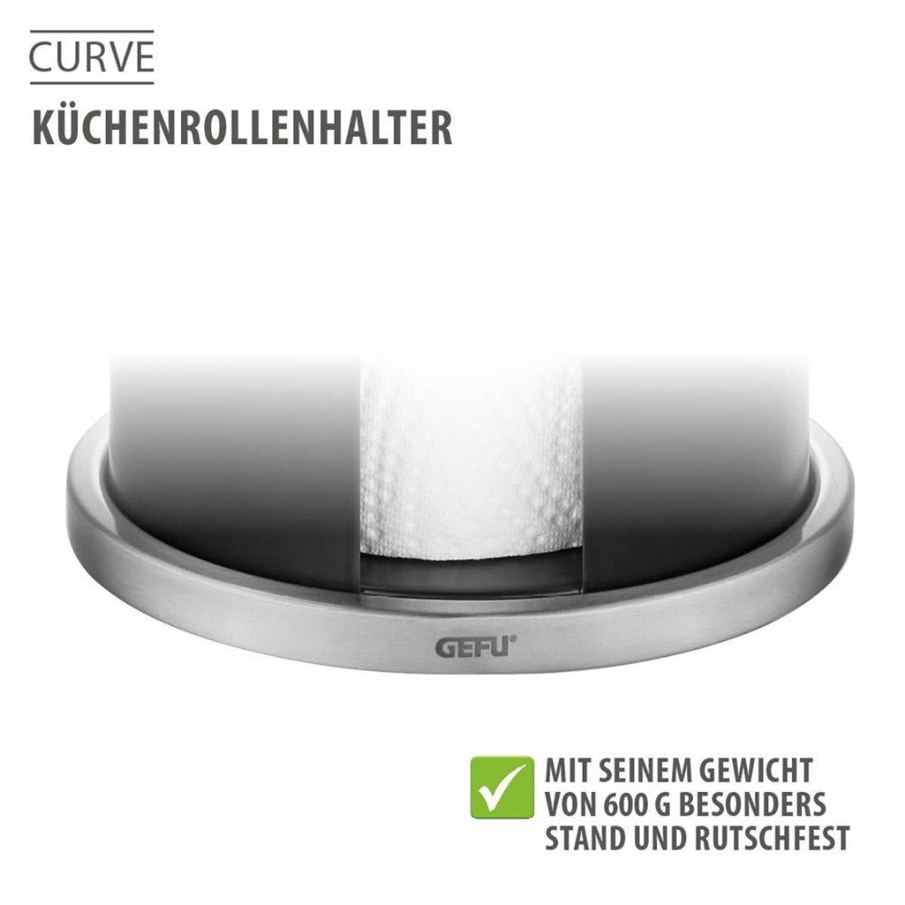 Curve Mutfak Rulo Tutucusu Çap:13 cm Paslanmaz Çelik/Plastik Siyah - Gefu