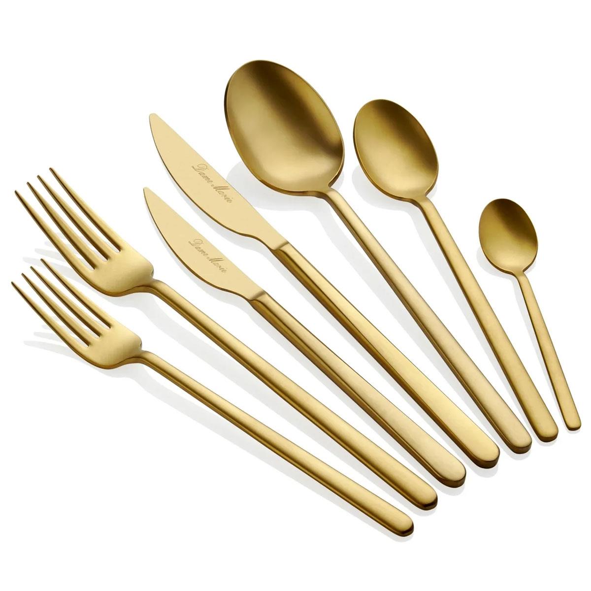 Dame Marie Allegra 6 Kişilik Mat Gold Çatal Kaşık Bıçak Takımı | Çamlıca Hom