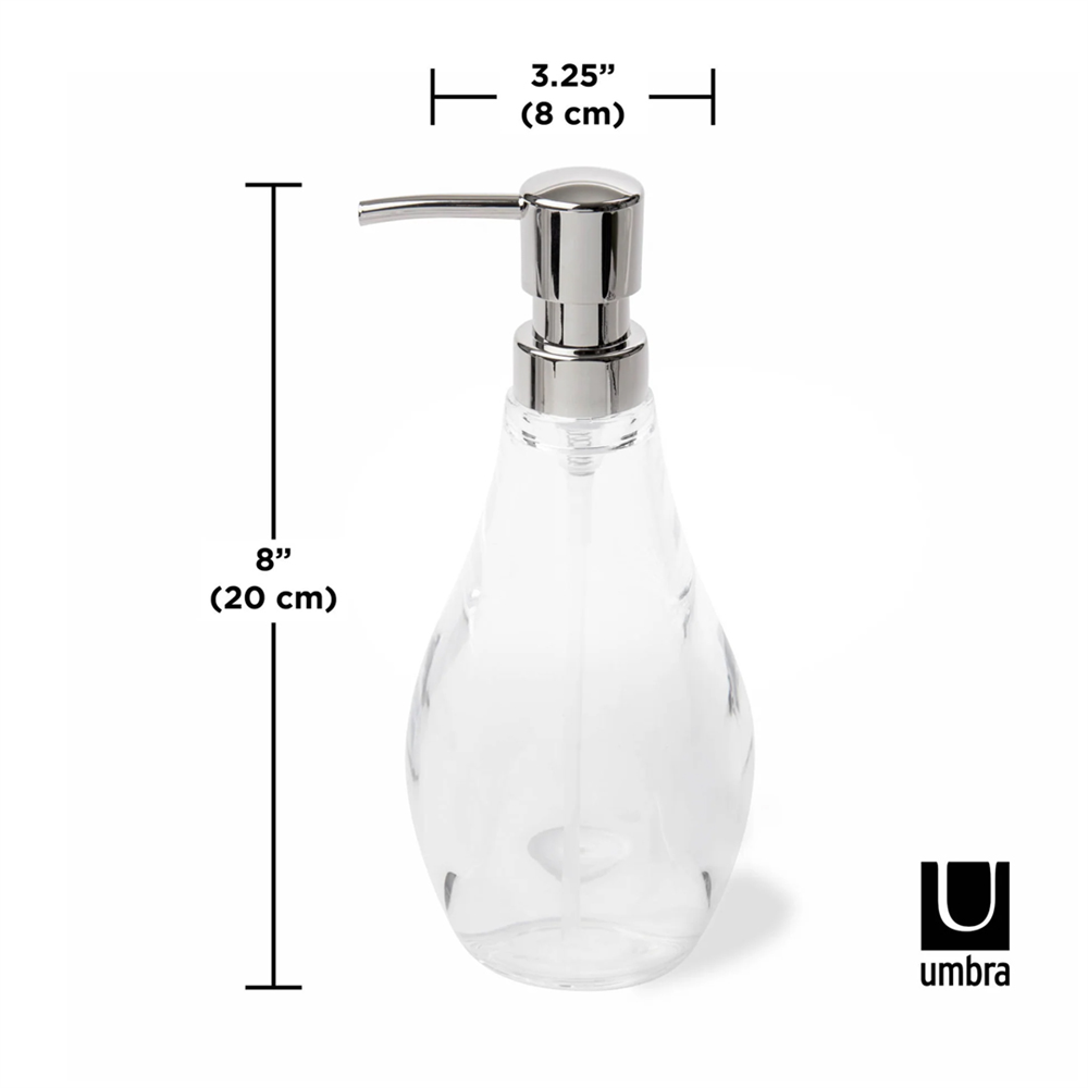 Damla Sıvı Sabunluk 280 ml Krom Renk Pompalı - Umbra