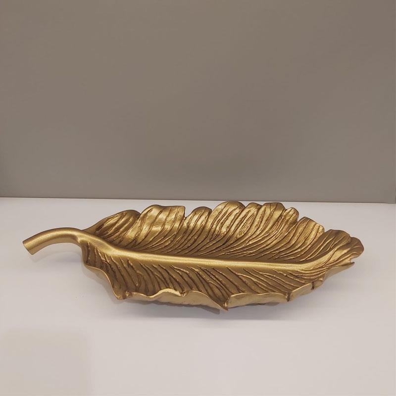 Dekoratif 42 cm Yaprak Tabak Altın  - Kare Home