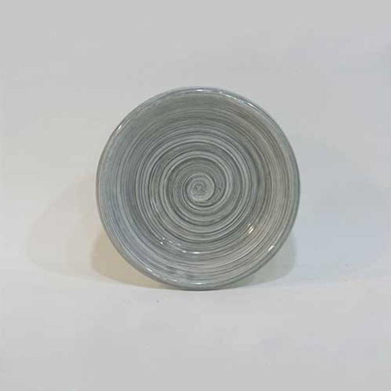 Dekoratif Desenli Emaye Tabak 12 cm Gri