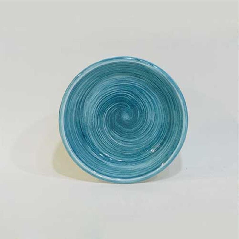 Dekoratif Desenli Emaye Tabak 12 cm Turkuaz