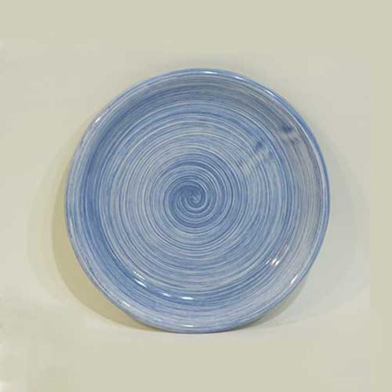 Dekoratif Desenli Emaye Tabak 17 cm Mavi