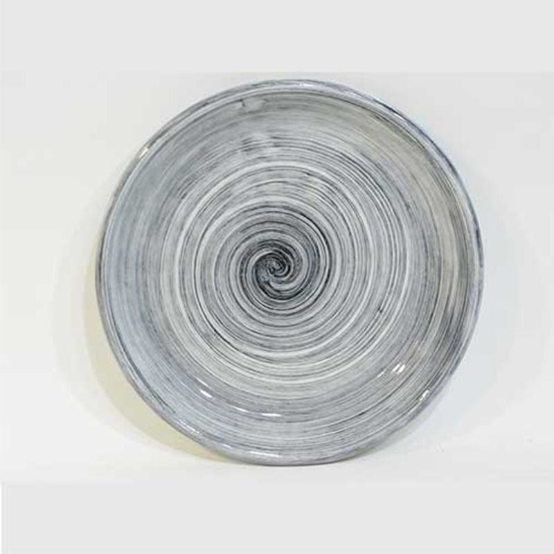 Dekoratif Desenli Emaye Tabak 17 cm Siyah