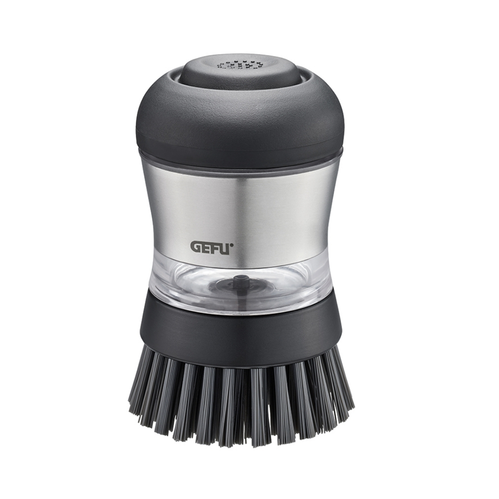 Deterjan Dağıtıcılı Bulaşık Yıkama Fırçası 10 cm (Şeffaf Deterjan Kab 50 Ml) - Gefu