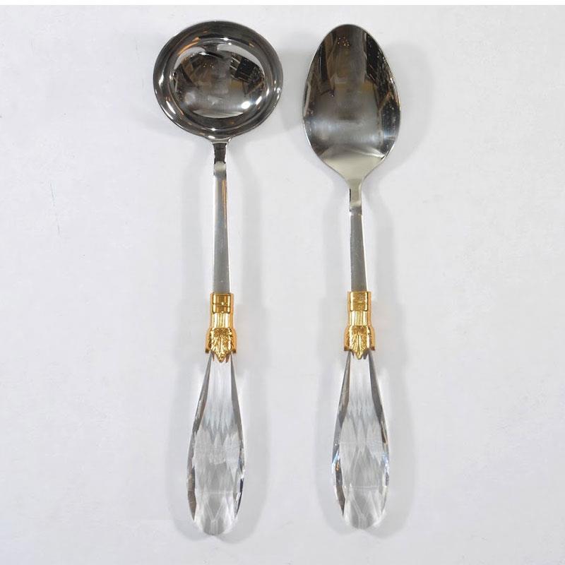 Diamond 2 Parça Pilav Kaşığı ve Çorba Kepçesi Seti Altın - Çamlıca Home