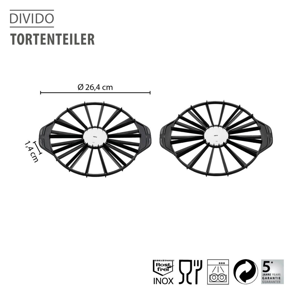 Dıvıdo Kek Bölücü 14/16 Dilim Çap: 26,5 Cm - Gefu