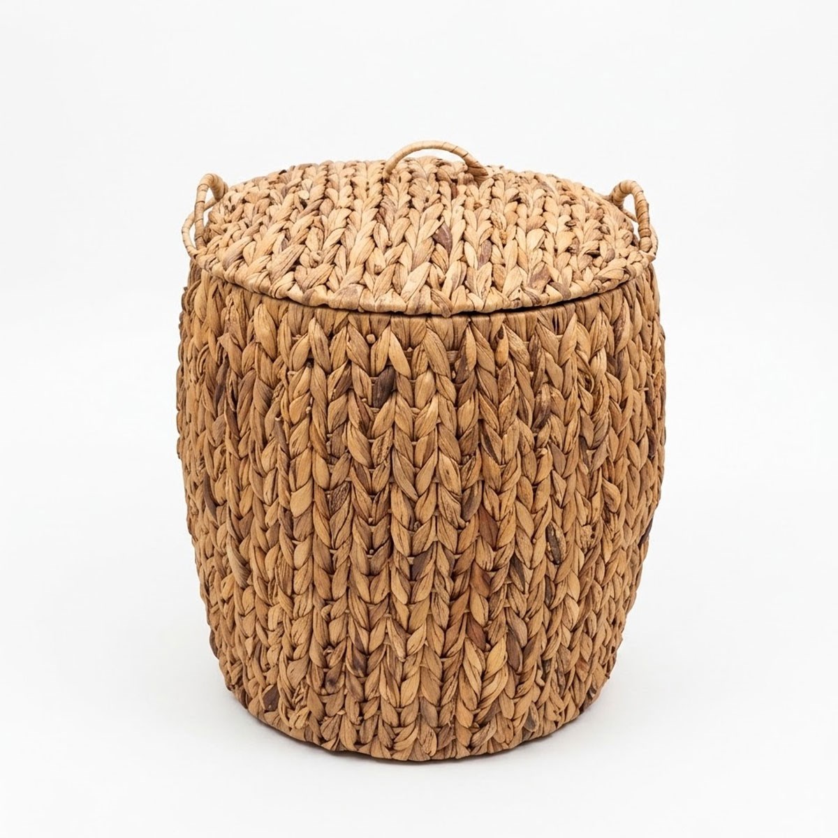 Doğal Hasır Kapaklı ve Kulplu Çamaşır Sepeti 35x42 cm - Çamlıca Home