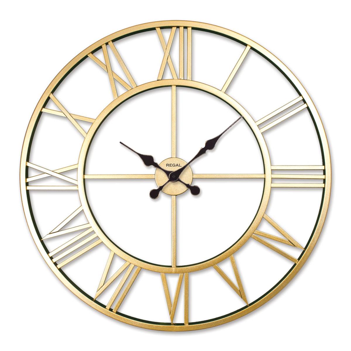 REGAL büyük boy gold metal Romen rakamlı dövme demir duvar saati