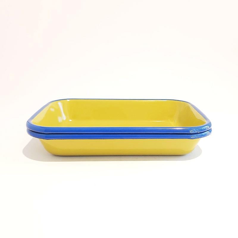 Emaye 2'li Meze Tabağı F. Yeşil Kobalt 22 x 16 cm - Emayeci