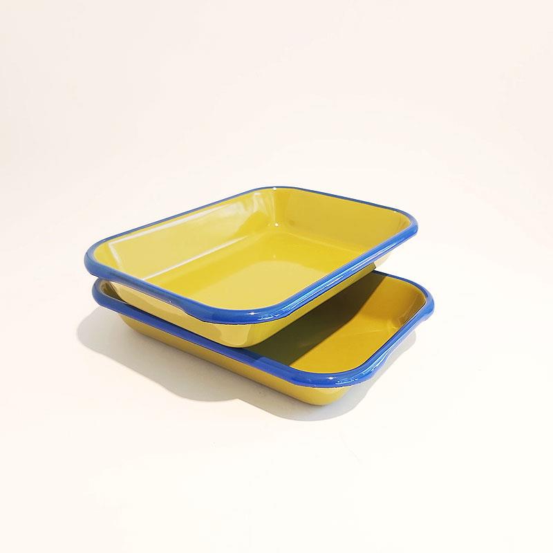 Emaye 2'li Meze Tabağı F. Yeşil Kobalt 22 x 16 cm - Emayeci