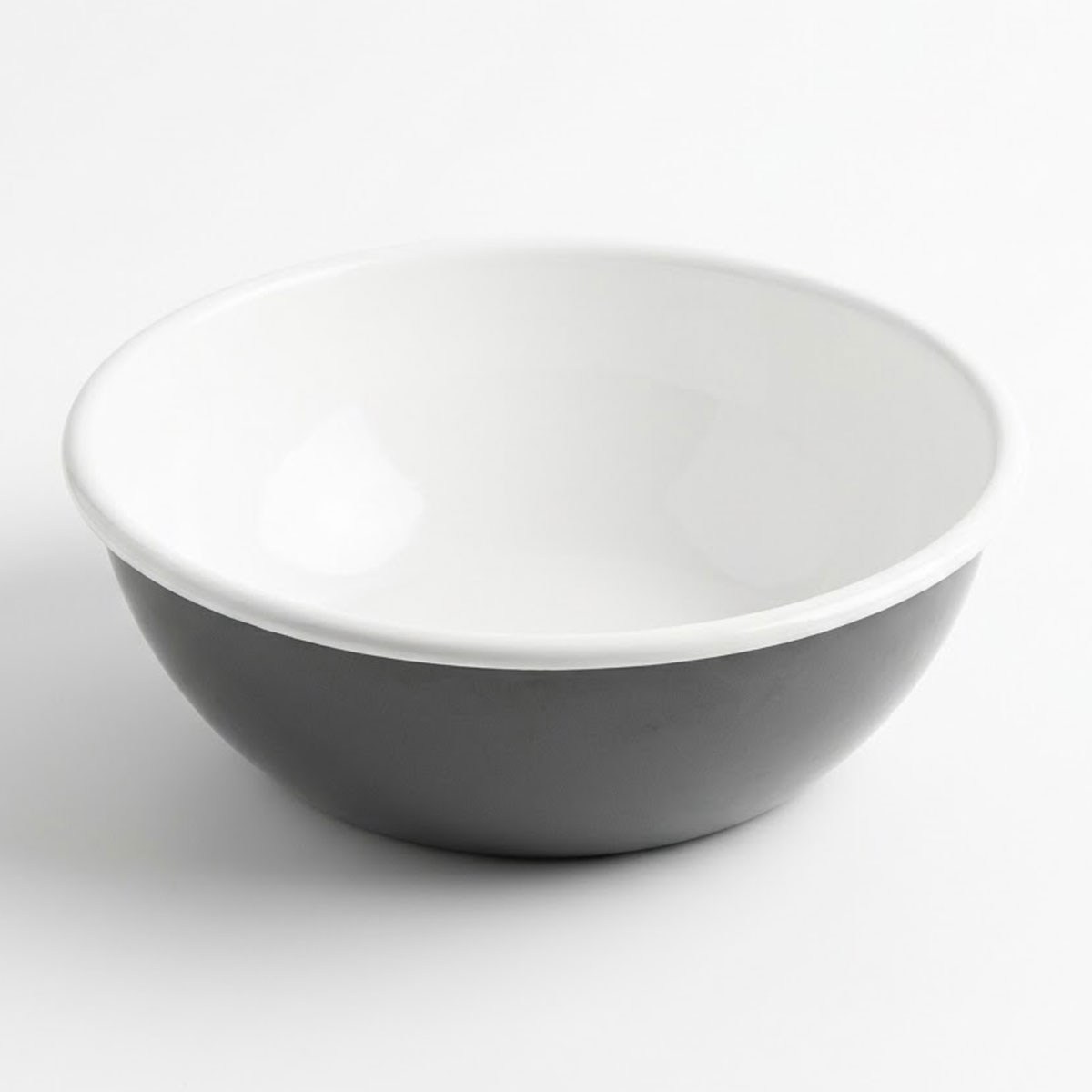Çamlıca Home antrasit gri dış gövdeli beyaz iç hazneli 32 cm emaye hamur yoğurma kasesi ve leğeni