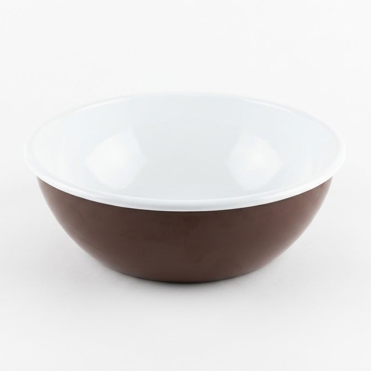 Çamlıca Home sütlü kahverengi dış gövdeli beyaz iç hazneli 32 cm emaye hamur yoğurma kasesi ve leğeni