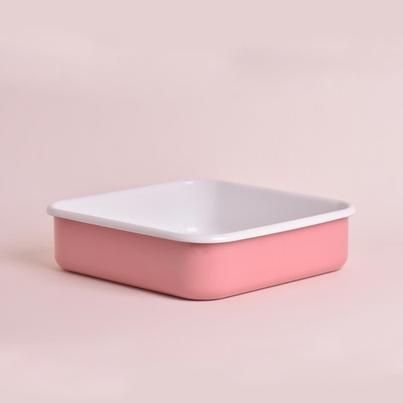 Emaye Kare Fırın Tepsisi Pembe - Emayeci