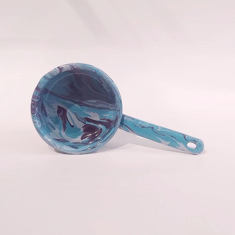 Emaye Kaserol 12 cm Mermer Desen Mavi - Emayeci